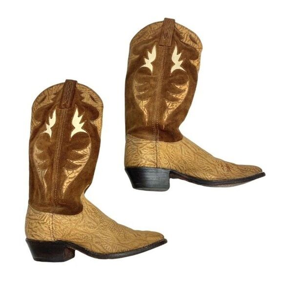 Dan Post Women's 6M Tan Leather Suede Pull On Western Cowboy Boots P2131 - Picture 3 of 10